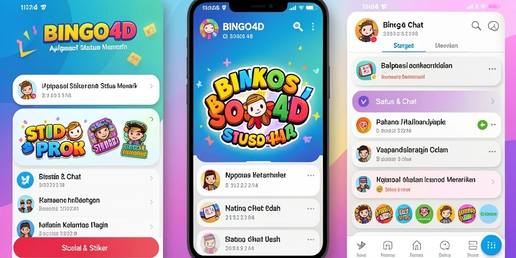 Tampilan antarmuka BINGO4D yang menampilkan beragam stiker menarik.