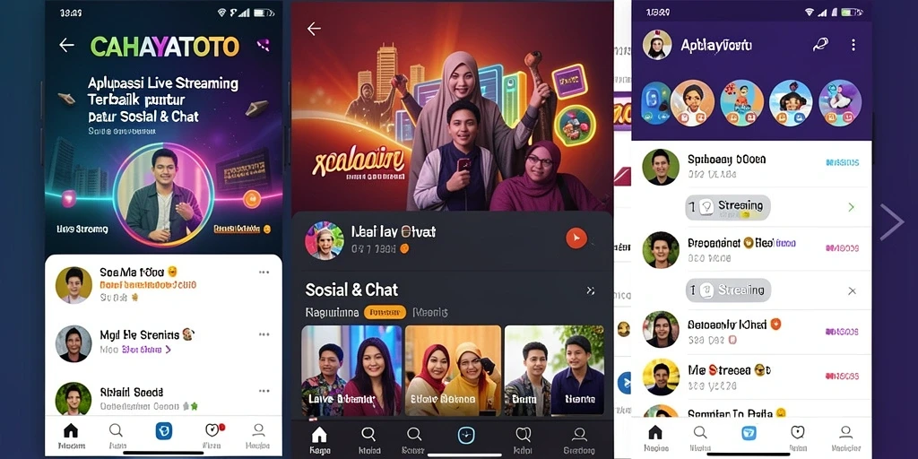 Tampilan antarmuka CAHAYATOTO saat Live Streaming yang interaktif.