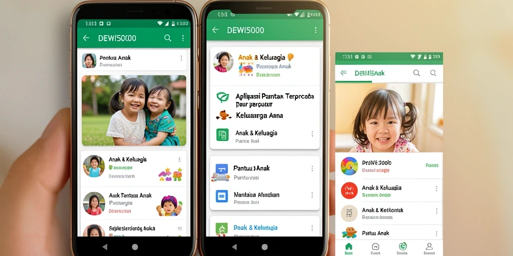 Antarmuka aplikasi DEWI5000 untuk memantau anak.