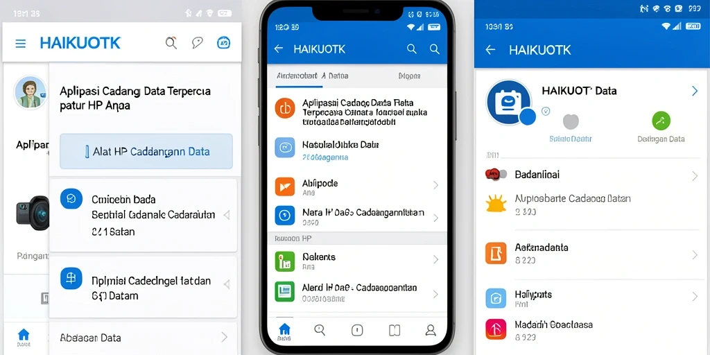 Tampilan antarmuka utama HAIKUOTK dengan fitur cadangan data.