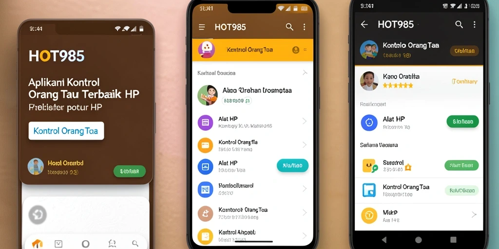 Tampilan antarmuka HOT985 yang user-friendly untuk kontrol orang tua.