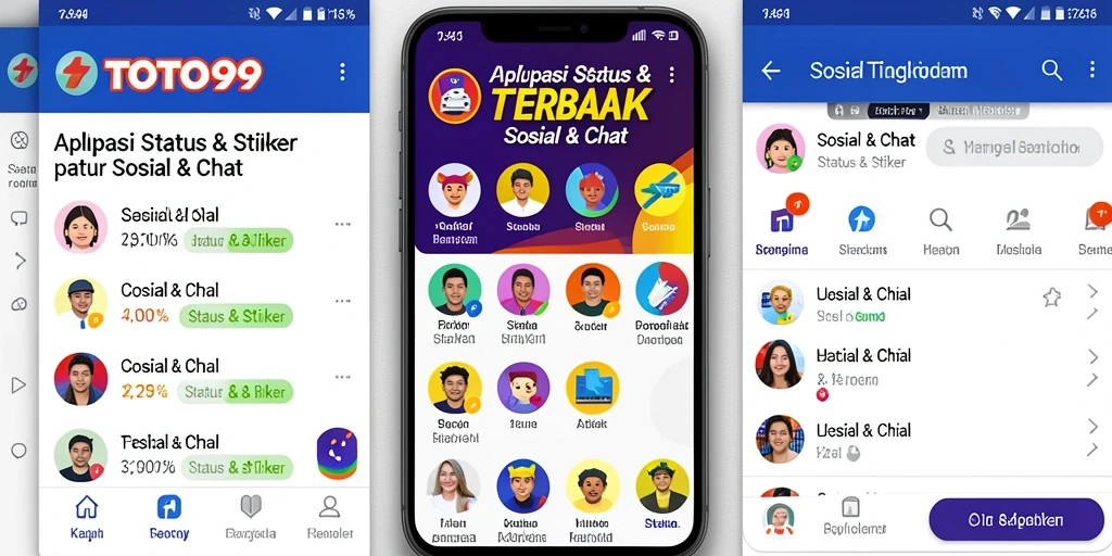 Tampilan antarmuka aplikasi TOTO99 dengan koleksi stiker menarik.